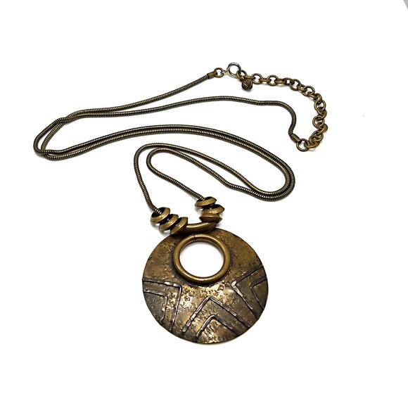 Vintage Signed Modernist Pendant Necklace, Mixed Metals, 1980s - Picture 7 of 10